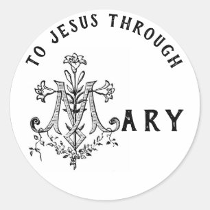 Virgin Mary Religious Catholic Jesus Cross Classic Round Sticker