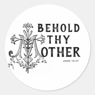 Virgin Mary Religious Catholic Scripture Cross Classic Round Sticker