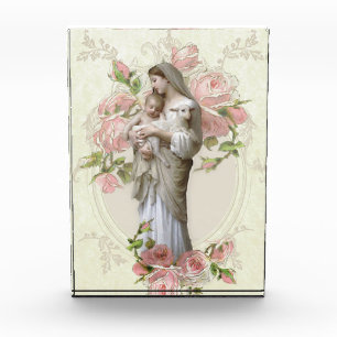 Virgin Mary Religious Catholic Vintage Keepsake Photo Block