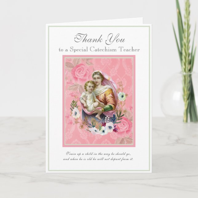 Virgin Mary Religious CCD Teacher Priest Nun Card (Front)