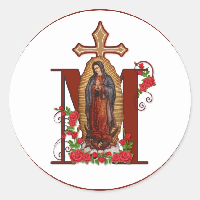 Virgin Mary Religious Guadalupe Catholic Classic Round Sticker (Front)
