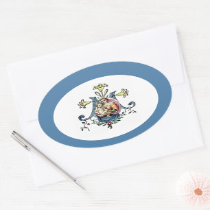 Virgin Mary Religious Jesus Vintage Catholic Oval Sticker