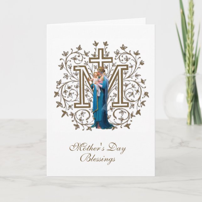 Virgin Mary Religious Mothers Day Catholic Card (Front)