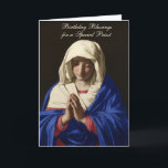 Virgin Mary Religious Priest Birthday Prayer Card<br><div class="desc">This is a beautiful religious traditional Catholic vintage image of the Blessed Virgin Mary known as Jungfrun i bön (1640-1650) by Giovanni Battista Salvi da Sassoferrato   All text and fonts can be modified.</div>