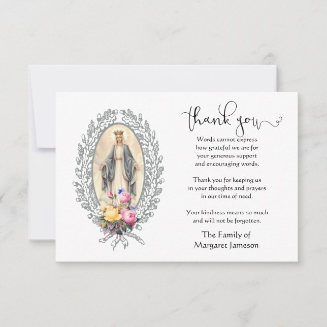 Virgin Mary Religious Thank You Condolence (Front)