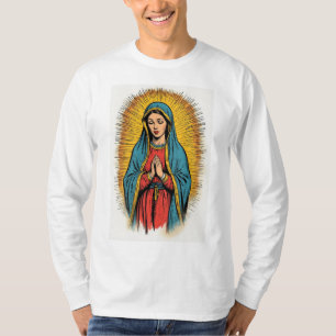 Virgin Mary Retro Men's Long Sleeve Tee Shirt