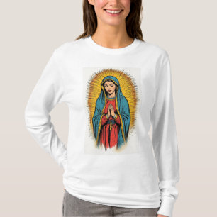 Virgin Mary Retro Women's Long Sleeve Tee Shirt