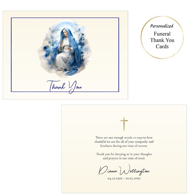 Virgin Mary Roman Catholic Funeral  Thank You Card (Creator Uploaded)