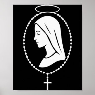 Virgin Mary Rosary - Catholic Christian Prayer Art Poster