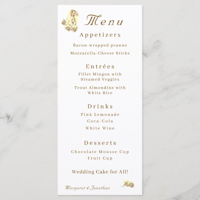 Virgin Mary Sepia Catholic Wedding Menu (Front)
