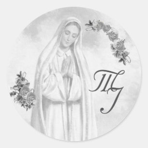 Virgin Mary Silver Wedding  Classic Round Sticker
