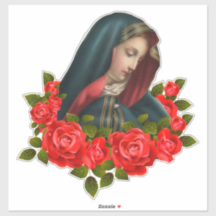 Virgin Mary Sorrowful Mother Red Roses