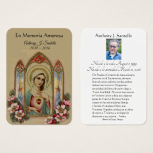 Virgin Mary Spanish Funeral Memorial Holy Card -