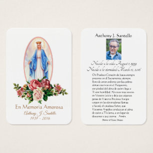 Virgin Mary Spanish Funeral Memorial Holy Card -
