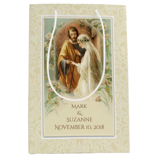 Virgin Mary & St. Joseph Wedding Catholic Medium Gift Bag (Front)