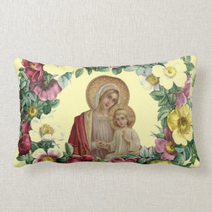 Virgin Mary & St. Therese Vintage Religious Lumbar Cushion