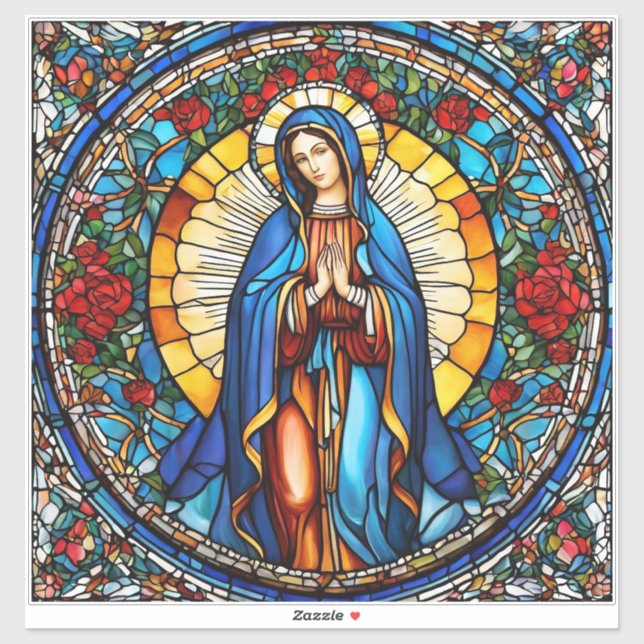 Virgin Mary Stained Glass Sticker for Home or Car (Sheet)