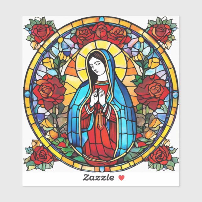 Virgin Mary Stained Glass Sticker for Home or Car (Sheet)