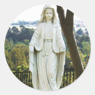 Virgin Mary Statue Classic Round Sticker