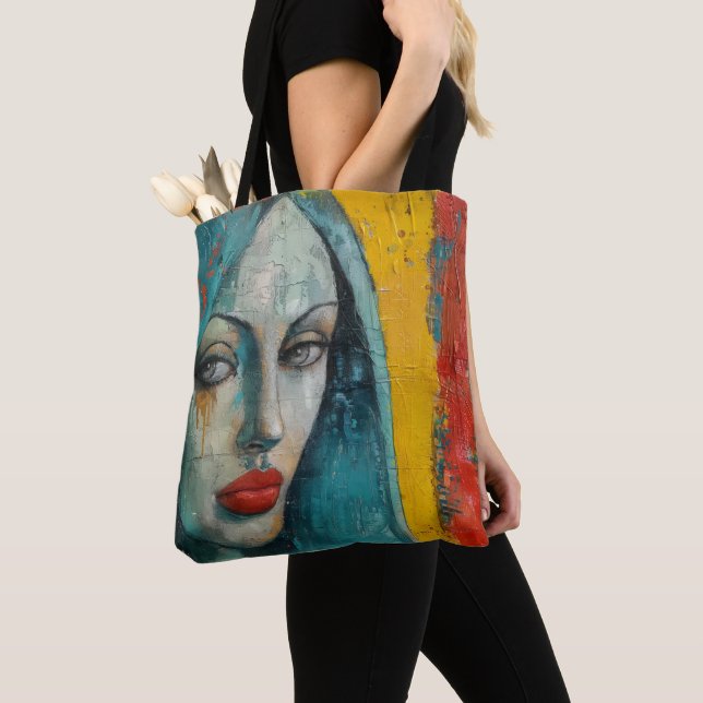 Virgin Mary Street Art Tote Bag (Close Up)