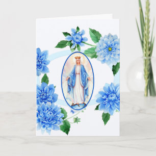 VIRGIN MARY   THANK YOU   BLUE DAHLIAS CARD