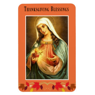 Virgin Mary Thanksgiving Blessings Autumn Leaves Magnet