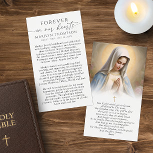Virgin Mary The Lord's Prayer Funeral Prayer Card