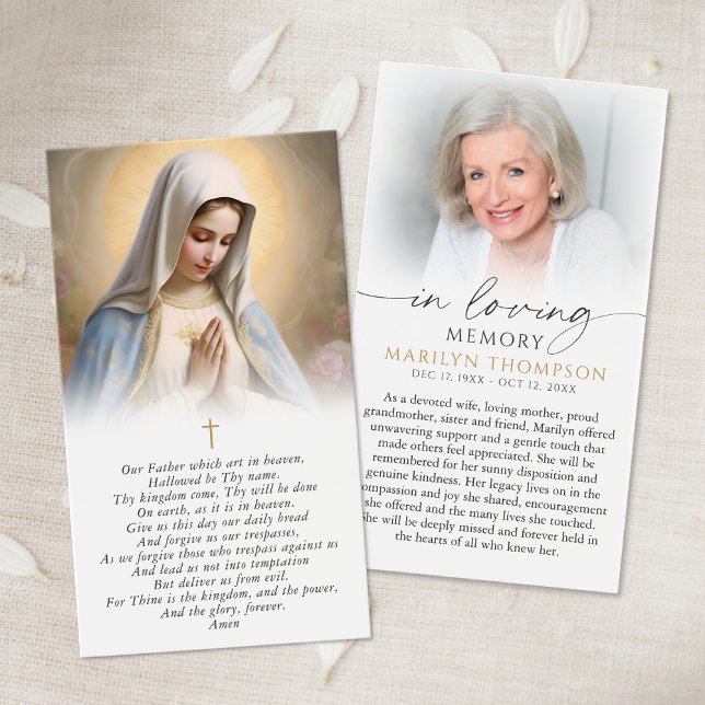 Virgin Mary The Lord's Prayer Sympathy Card (Creator Uploaded)