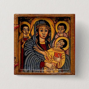 Virgin Mary the Theotokos Ethiopian Icon 15 Cm Square Badge