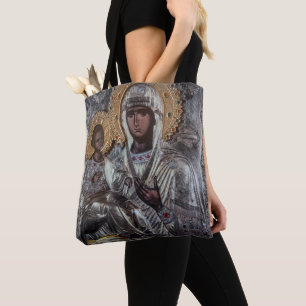 Virgin Mary Three-Handed Icon Religious Tote Bag