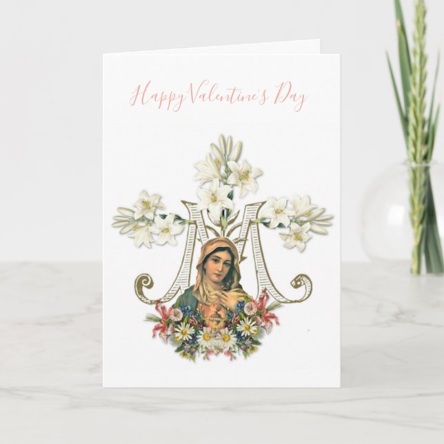 Virgin Mary | Valentines Day  | Religious Catholic Card (Front)