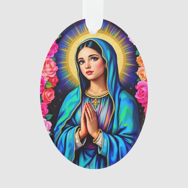 Virgin Mary Vibrant Colours Photo Christmas Tree Ornament (Front)
