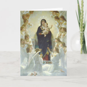 Virgin Mary with Baby Jesus and Angels Holiday Card