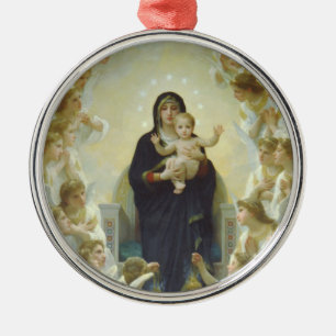 Virgin Mary with Baby Jesus and Angels Metal Tree Decoration