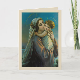 Virgin Mary with Baby Jesus, Catholic Art Holiday Card