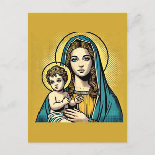 Virgin Mary with baby Jesus Christ Postcard