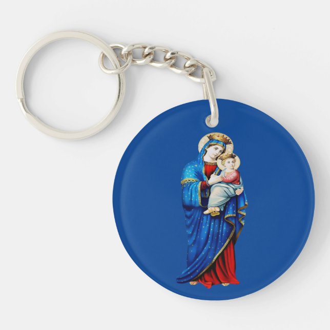 Virgin Mary with Baby Jesus  Key Ring (Front)
