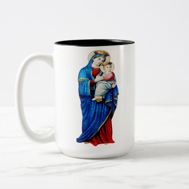 Virgin Mary with Baby Jesus Two-Tone Coffee Mug (Left)