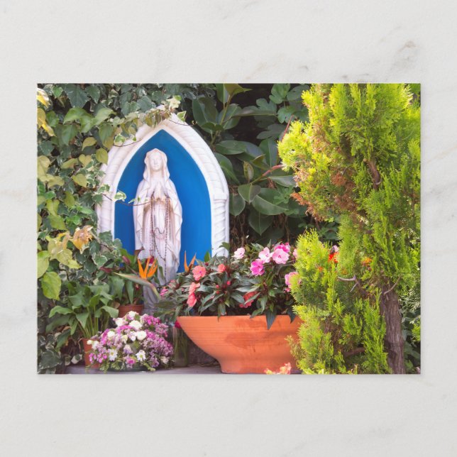 Virgin Mary With Flowers Capri Italy Postcard (Front)