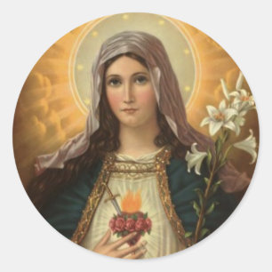 Virgin Mary with the Lilies Classic Round Sticker