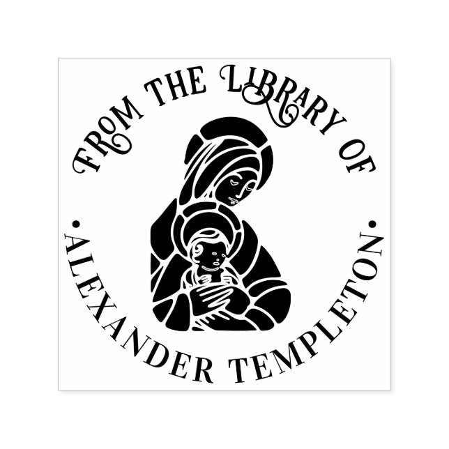 Virgin Mother Mary Baby Jesus Library Book Name Self-inking Stamp (Design)