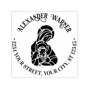 Virgin Mother Mary Baby Jesus Name Return Address Self-inking Stamp