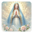 Virgin Mother Mary Floral vintage Catholic Square
