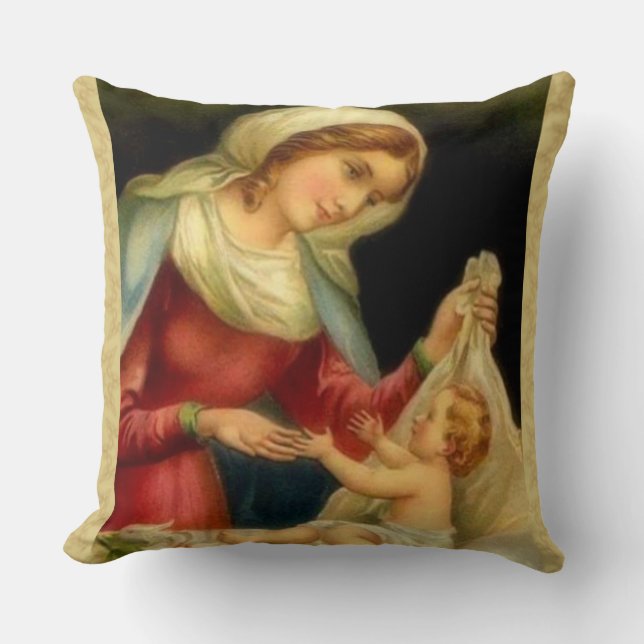 Virgin Mother Mary with Baby Jesus Cushion (Front)