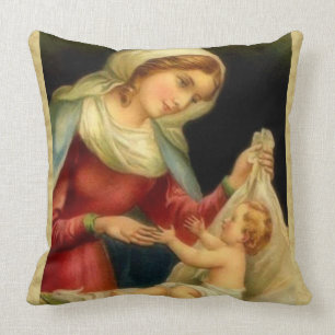 Virgin Mother Mary with Baby Jesus Cushion