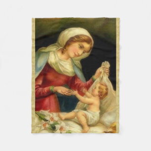 Virgin Mother Mary with Baby Jesus Fleece Blanket
