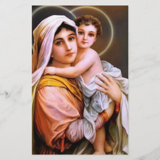 Virgin Mother Mary with Baby Jesus Stationery (Front)