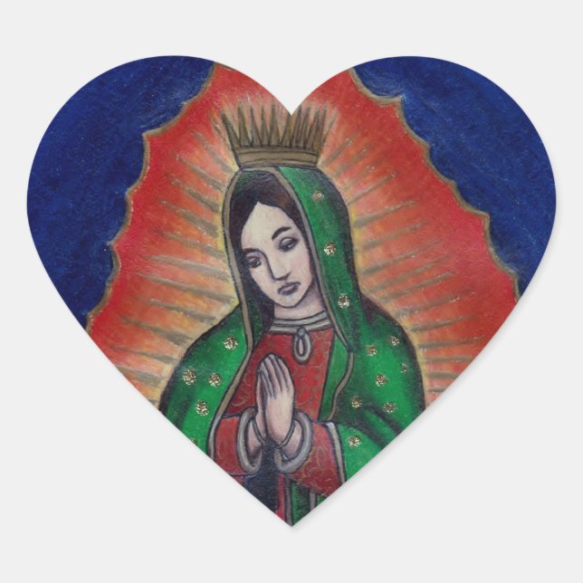 Virgin of Guadalupe Heart Sticker (Front)