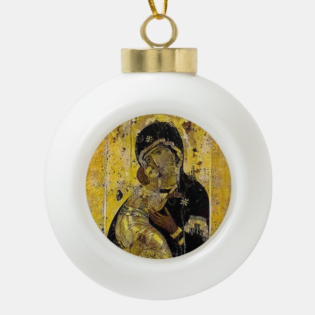 Virgin of Kyiv Ukrainian Icon Madonna Ornament (Front)