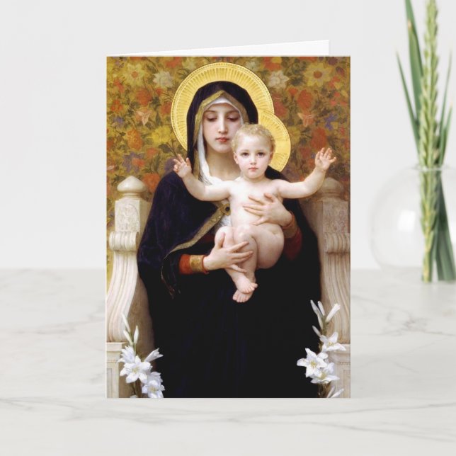 Virgin of the Lilies - Bouguereau Christmas Holiday Card (Front)